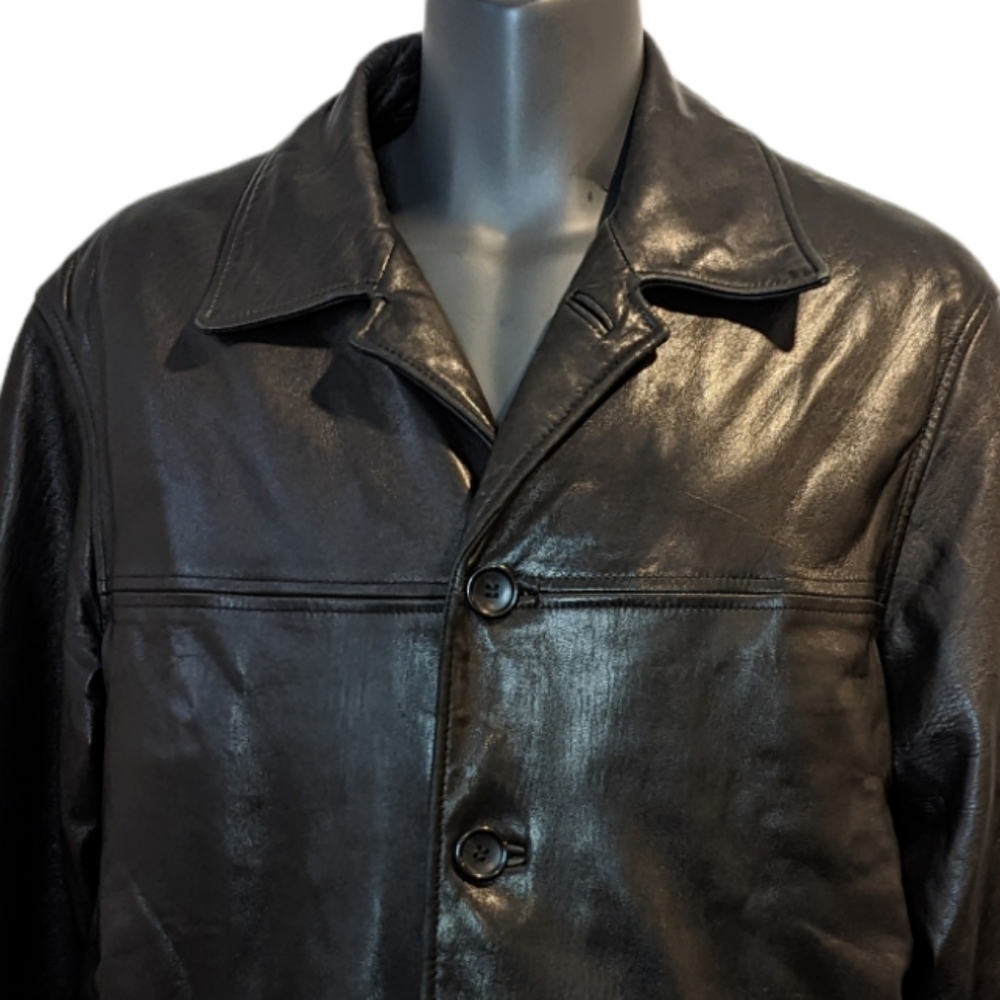 Danier Black Leather Button-Front Jacket - Picture 2 of 14
